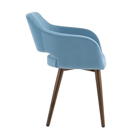 с подлокотниками Саймон велюр пыльно-голубой ножки металл под дерево