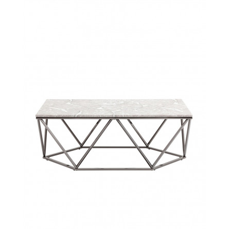 столик Авалон 122*66 серый мрамор каркас нержавеющая сталь темный хром