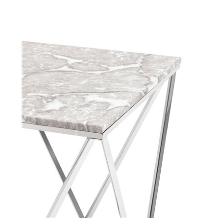 столик Авалон 61*61 серый мрамор каркас нержавеющая сталь серебро