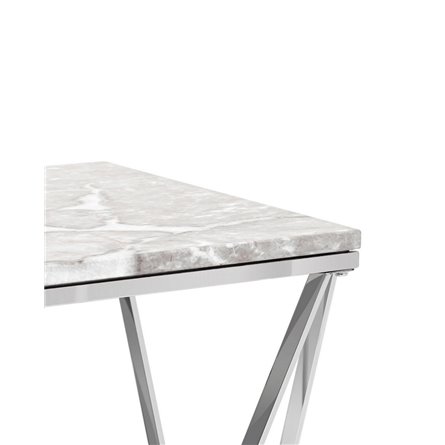 столик Авалон 61*61 серый мрамор каркас нержавеющая сталь серебро