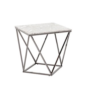 столик Авалон 61*61 серый мрамор каркас нержавеющая сталь темный хром