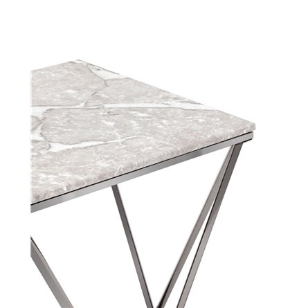 столик Авалон 61*61 серый мрамор каркас нержавеющая сталь темный хром