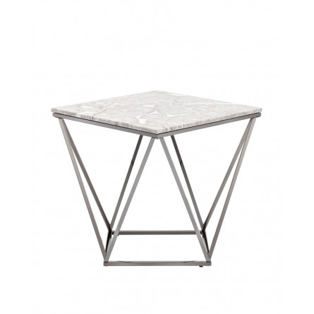 столик Авалон 61*61 серый мрамор каркас нержавеющая сталь темный хром