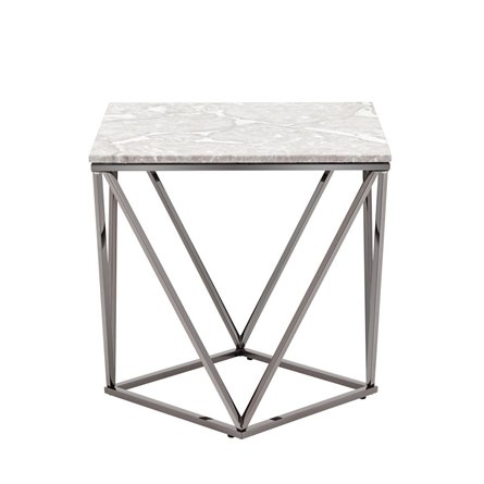столик Авалон 61*61 серый мрамор каркас нержавеющая сталь темный хром