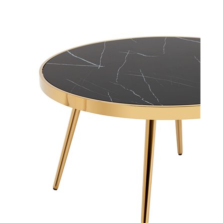 Гелиос 80х80, стекло черный мрамор, ножки сталь золото