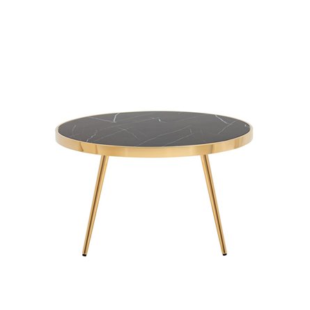 Гелиос 80х80, стекло черный мрамор, ножки сталь золото