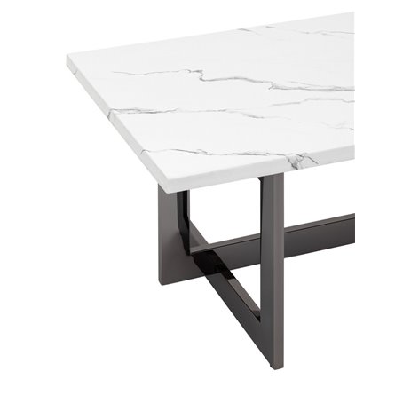 столик Нэйтан 122*61 белый мрамор каркас нержавеющая сталь темный хром