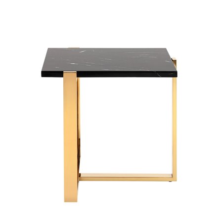 столик Тоби 61*61 черный мрамор каркас нержавеющая сталь золото