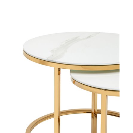 Селена 60 и 45 см стекло белый мрамор каркас нержавеющая сталь золото