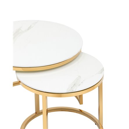 Селена 60 и 45 см стекло белый мрамор каркас нержавеющая сталь золото