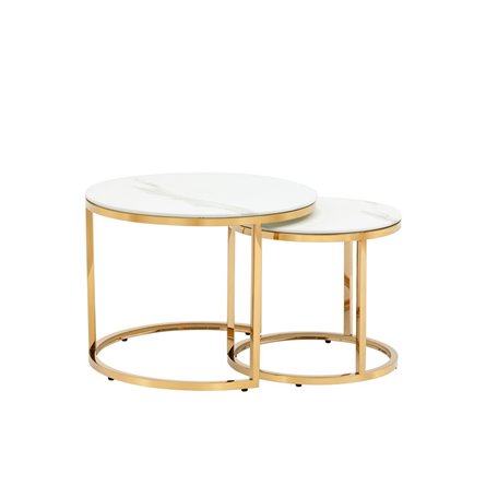 Селена 60 и 45 см стекло белый мрамор каркас нержавеющая сталь золото