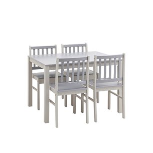 ASTRID белый/серый из стола и четырех стульев деревянные, ножки стола и каркас стульев из массив