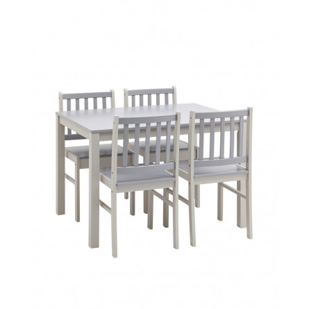 ASTRID белый/серый из стола и четырех стульев деревянные, ножки стола и каркас стульев из массив