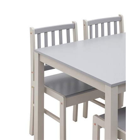 ASTRID белый/серый из стола и четырех стульев деревянные, ножки стола и каркас стульев из массив