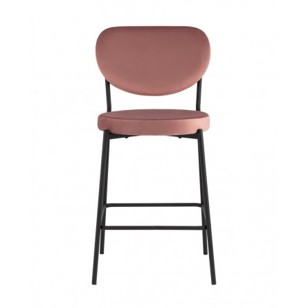 Барбара NEW велюр пыльно-розовый со спинкой, ножки черные металл