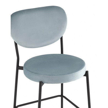 Барбара NEW велюр серо-голубой со спинкой, ножки черные металл