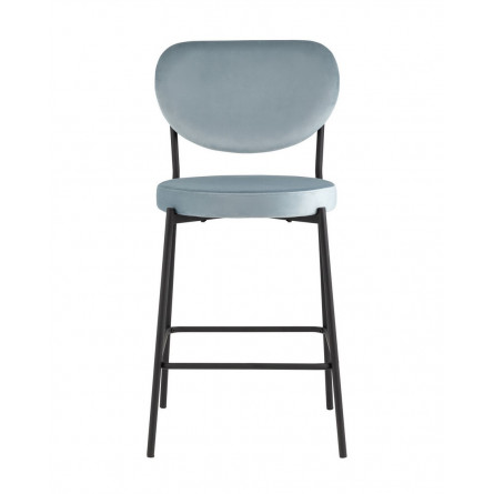 Барбара NEW велюр серо-голубой со спинкой, ножки черные металл