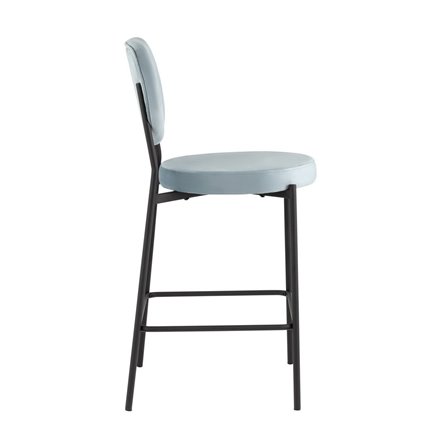 Барбара NEW велюр серо-голубой со спинкой, ножки черные металл