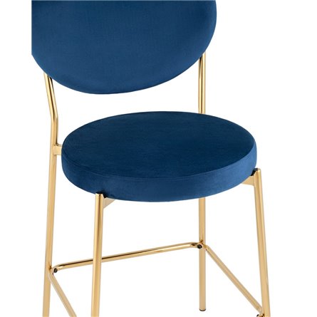 Барбара велюр королевский синий со спинкой, золотые ножки