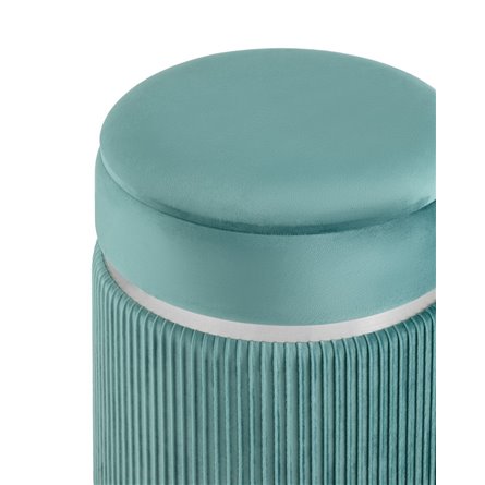 Миранда с ящиком серебро велюр светло-бирюзовый с декоративным серебряным ободком