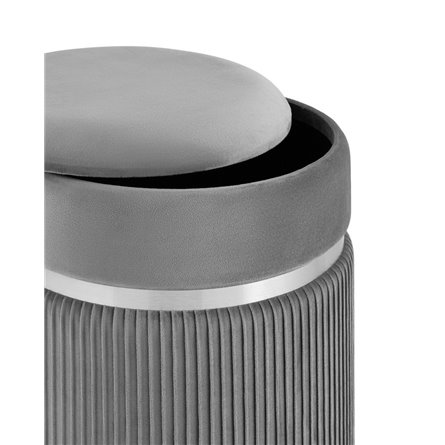 Миранда с ящиком серебро велюр серый с декоративным серебряным ободком