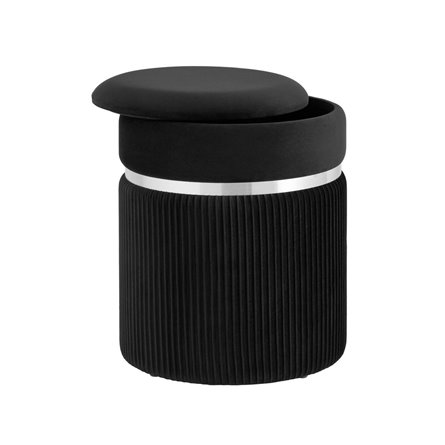 Миранда с ящиком серебро велюр черный с декоративным серебряным ободком