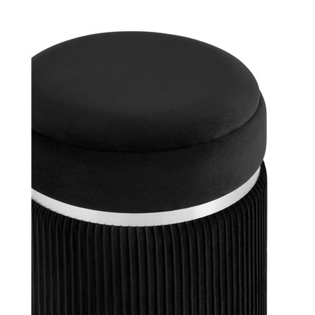 Миранда с ящиком серебро велюр черный с декоративным серебряным ободком