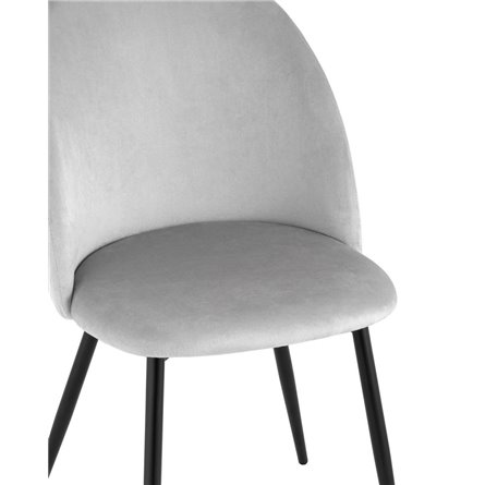 Lilly велюр серебристый ножки из металла в черном цвете