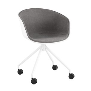 офисное LIBRA белый пластик обивка из серой рогожки крестовина металл