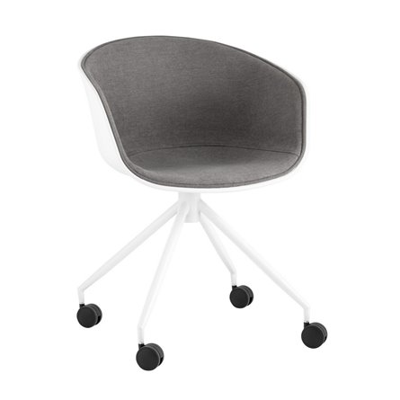 офисное LIBRA белый пластик обивка из серой рогожки крестовина металл