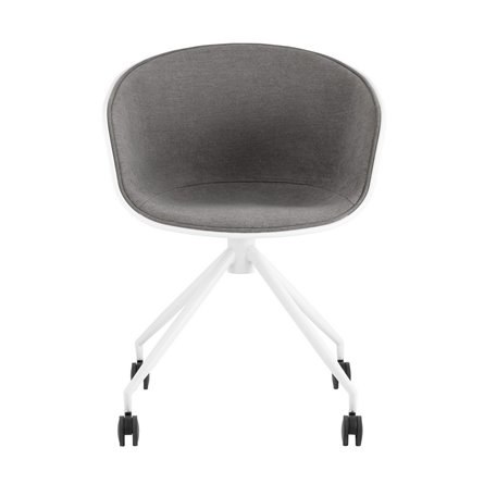 офисное LIBRA белый пластик обивка из серой рогожки крестовина металл