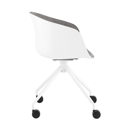 офисное LIBRA белый пластик обивка из серой рогожки крестовина металл