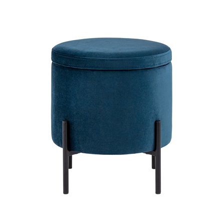 Грейс с ящиком велюр синий ножки черные металл