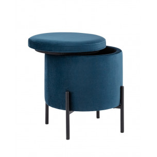 Грейс с ящиком велюр синий ножки черные металл
