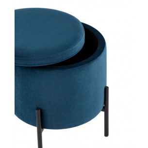 Грейс с ящиком велюр синий ножки черные металл