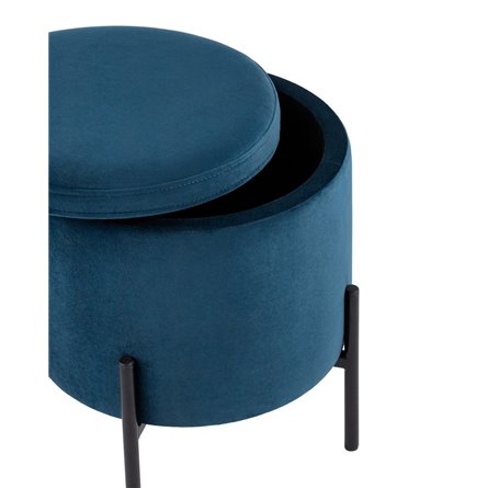 Грейс с ящиком велюр синий ножки черные металл