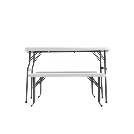 садовой мебели из стола и двух скамеек Кейт белый пластик HDPE каркас стальная труба