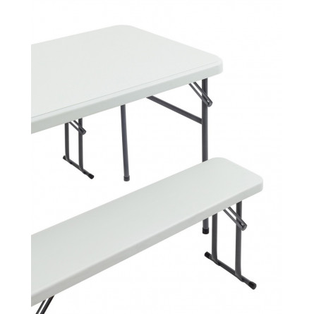 садовой мебели из стола и двух скамеек Кейт белый пластик HDPE каркас стальная труба