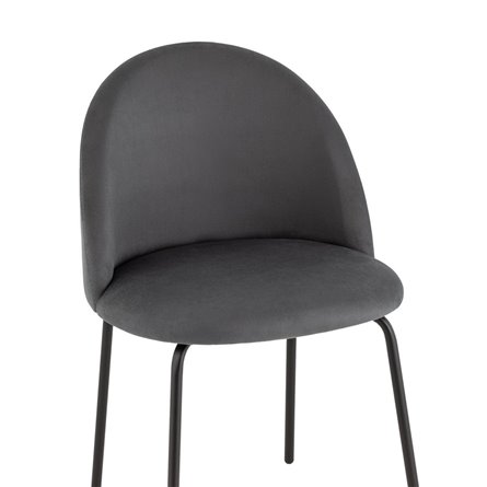 для кухни Коди велюр тёмно-серый ножки металл черные