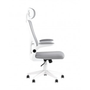 TopChairs Airone офисное белое, обивка из сетки и текстиля, механизм качания Top Gun