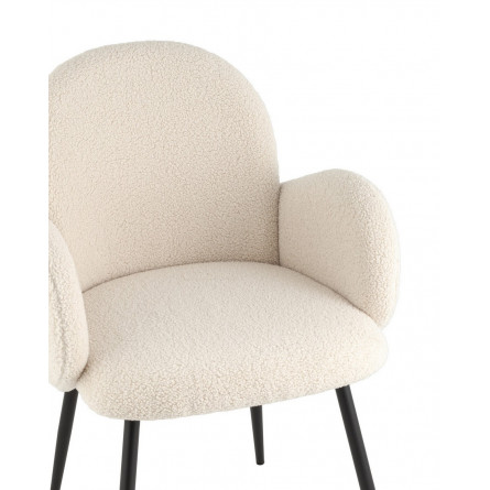 обеденный Wave букле белый с подлокотниками ножки металл черные