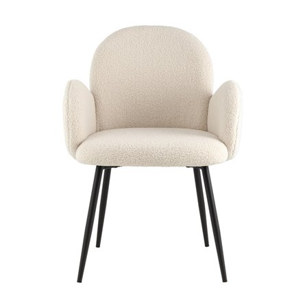 обеденный Wave букле белый с подлокотниками ножки металл черные