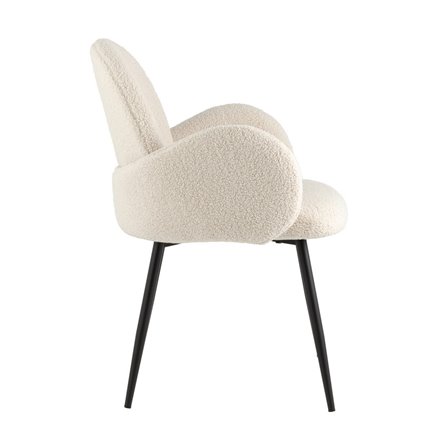 обеденный Wave букле белый с подлокотниками ножки металл черные