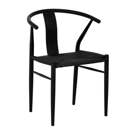 обеденный Wishbone Style черный с сиденьем из джута