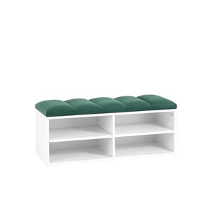 с мягким сиденьем Хольст 2 белая велюр зелёный