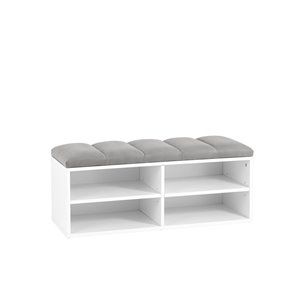 с мягким сиденьем Хольст 2 белая велюр серый