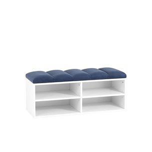 с мягким сиденьем Хольст 2 белая велюр синий