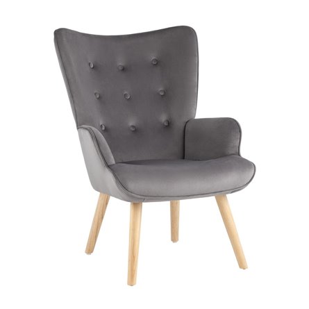 с мягким сиденьем Хольст 2 серая велюр тёмно-серый