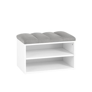 с мягким сиденьем Хольст белая велюр серый