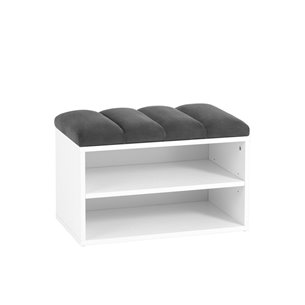 с мягким сиденьем Хольст белая велюр тёмно-серый